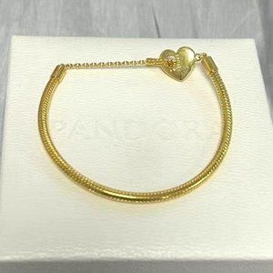 Pandora Moments Heart T-Bar Snake Chain Bracelet